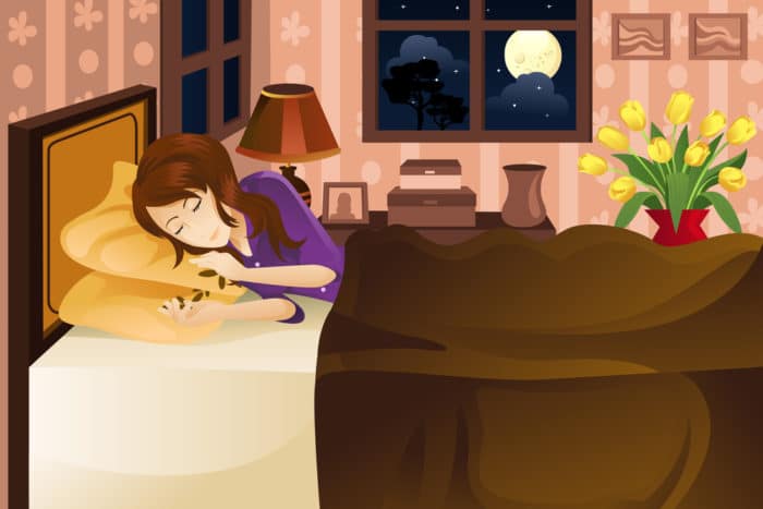 cartoon of lady asleep because her phone isn’t waking her up at night