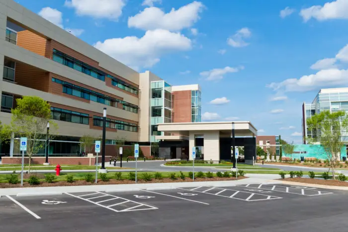 Entrance to a medical building of the type you find sleep disorder centers