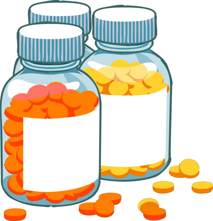 cartoon drawing of vitamins which can help if you’re feeling tired after retirement