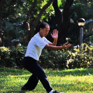 photo showing older mal doing Tai Chi which is another thing besides napping that can help arthritis