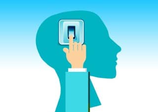 Will sleep help nausea? - Maybe through the brain-gut connection... drawing of a head with a switch which illustrates how sleep can help nausea