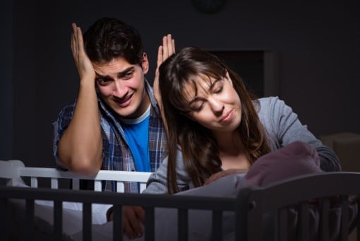 parents up late at night worried snoring woke the baby