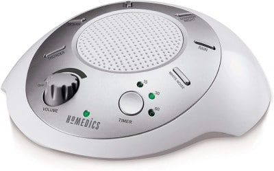 picture of a portable white noise machine that may help people who can’t sleep during holidays