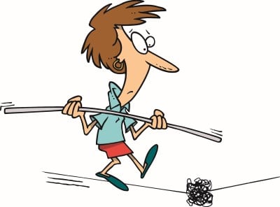 Does sleep apnea get worse over time? - You could be walking a tight rope if you ignore it cartoon of man walking on tight rope showing what its like to ignore whether your sleep apnea will get worse over time
