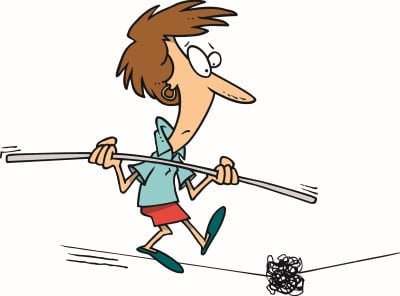 cartoon of man walking on tight rope showing what its like to ignore whether your sleep apnea will get worse over time