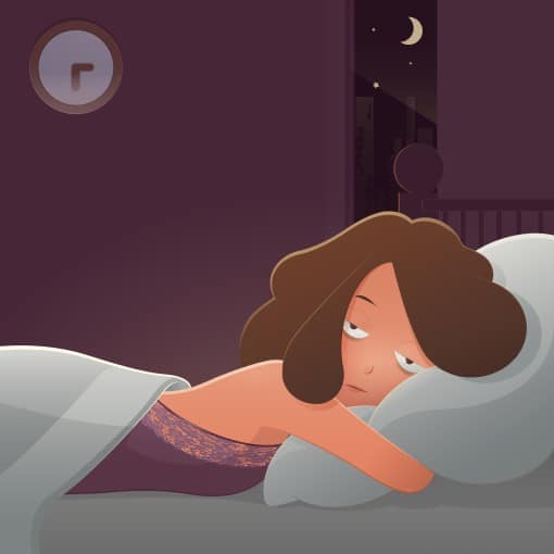 Wondering whether your snoring will stop after pregnancy? - You’re not alone mom awake in bed wondering whether her snoring will stop after pregnancy