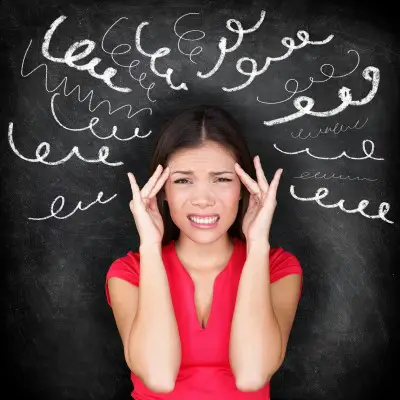 photo of overstressed lady which is one of the things sleepwalking could be a sign