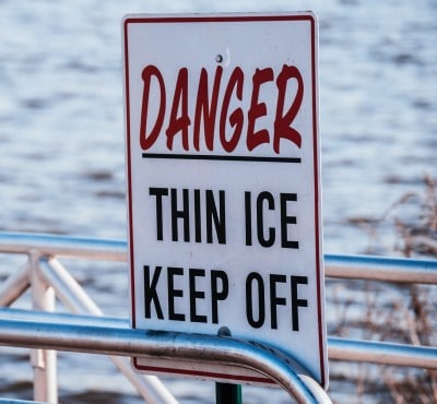 If shoulder pain is keeping you from sleeping on your side, it’s extra trouble for some people picture thin ice sign showing how you feel if shoulder pain is keeping you from sleeping on your side