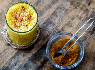 photo of glass of turmeric tea for relaxation