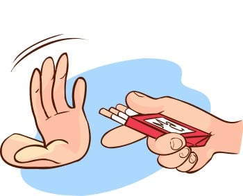 If you’re waking up in the middle of the night to smoke, starting cutting back cartoon saying no to cigarettes for people waking up in the middle of the night to smoke
