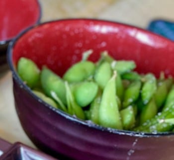 edamame in bowl for a snack for someone too hungry to sleep