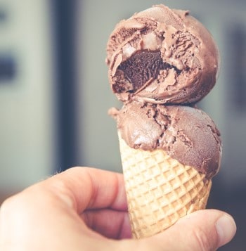 chocolate ice cream in cone