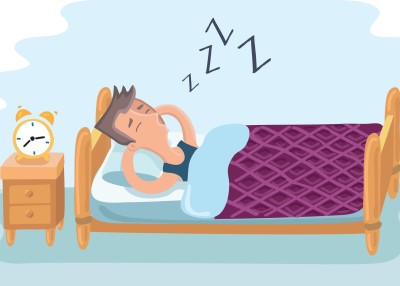 cartoon drawing of man sleeping which can help if you’re feeling tired after retirement