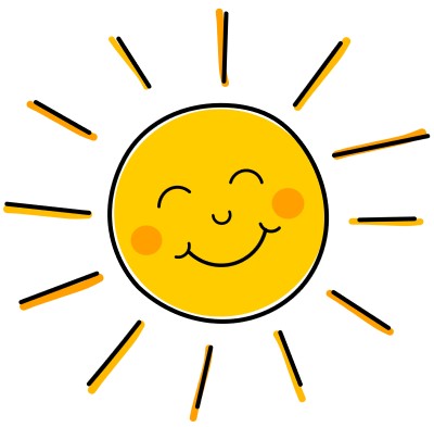 How much better does the day look after a night of great sleep? cartoon drawing of sun smiling