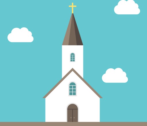 cartoon drawing of a church