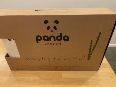 Panda pillow single boxed photo of Panda pillow inside the inner box