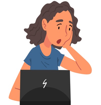 Work can really become a struggle with sleep apnea cartoon of lady having a tough time at work