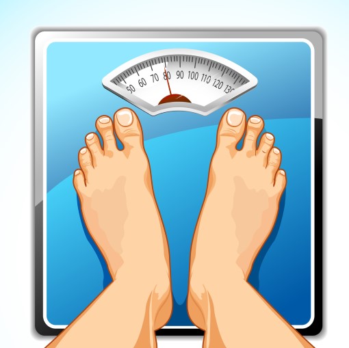 There’s a strong link between sleep apnea and weight as a leading cause cartoon showing person of checking weight on scale for the leading cause of sleep apnea