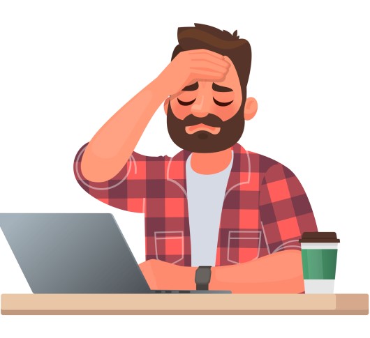 It's no surprised if you're stressed about getting a CPAP machine for free cartoon showing man frustrated from trying to find a cpap machine for free