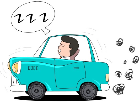 cartoon showing car idling