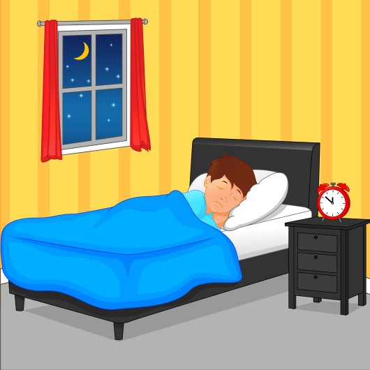 cartoon showing person on medication before sleepwalking