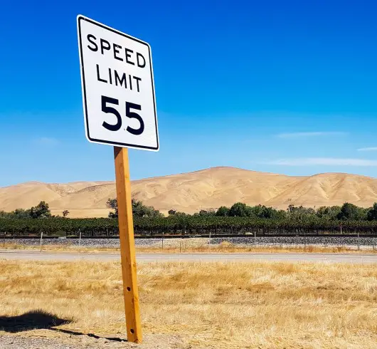 Another reason not to speed… photo of sign showing the speed limit is 55
