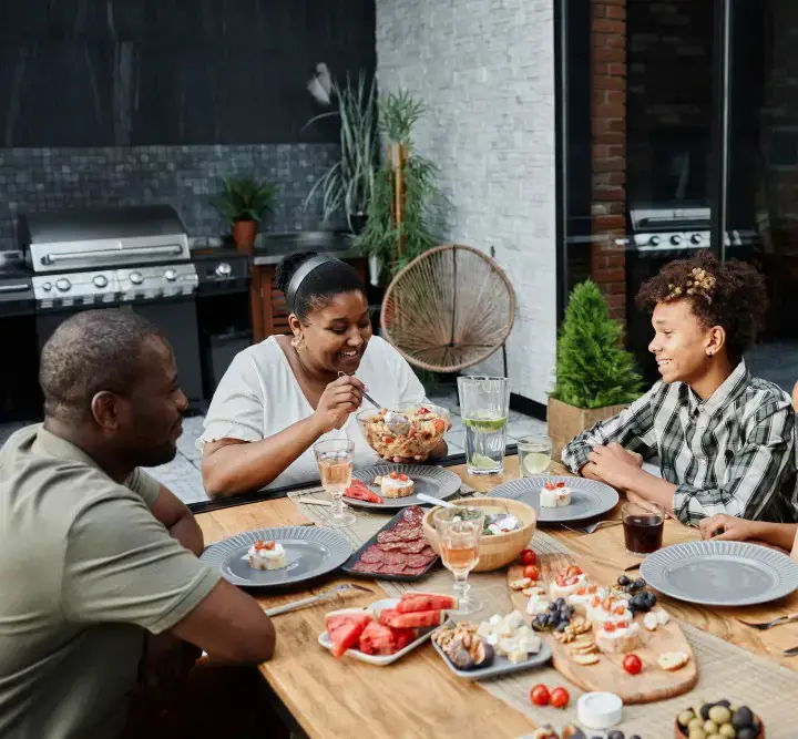 family eating dinner